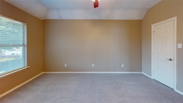 5205 Promise Land Dr, Frisco, TX 75035 - carpeted empty room with a ceiling fan, vaulted ceiling, and baseboards