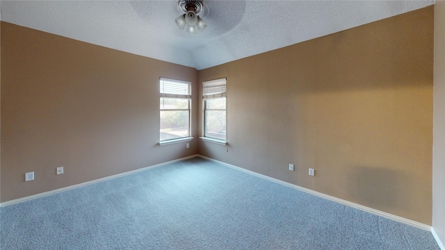 5205 Promise Land Dr, Frisco, TX 75035 - carpeted spare room with a ceiling fan, baseboards, a textured ceiling, and lofted ceiling