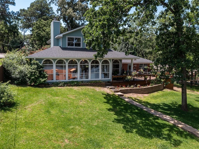 13449 S Hillcreek Rd, Whitehouse, TX 75791 - back of property with a lawn and a chimney