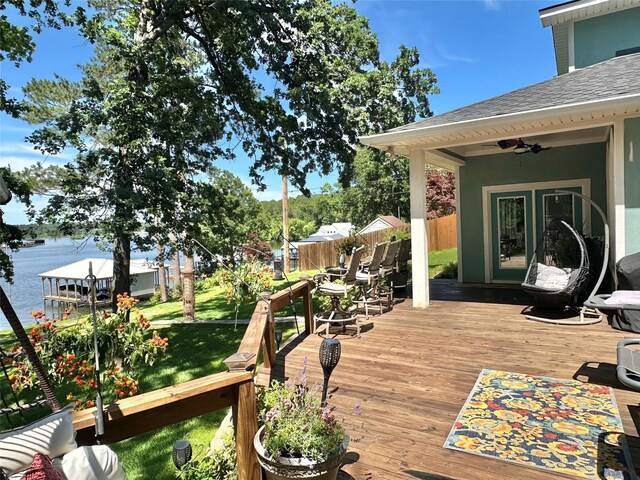 13449 S Hillcreek Rd, Whitehouse, TX 75791 - deck featuring a ceiling fan
