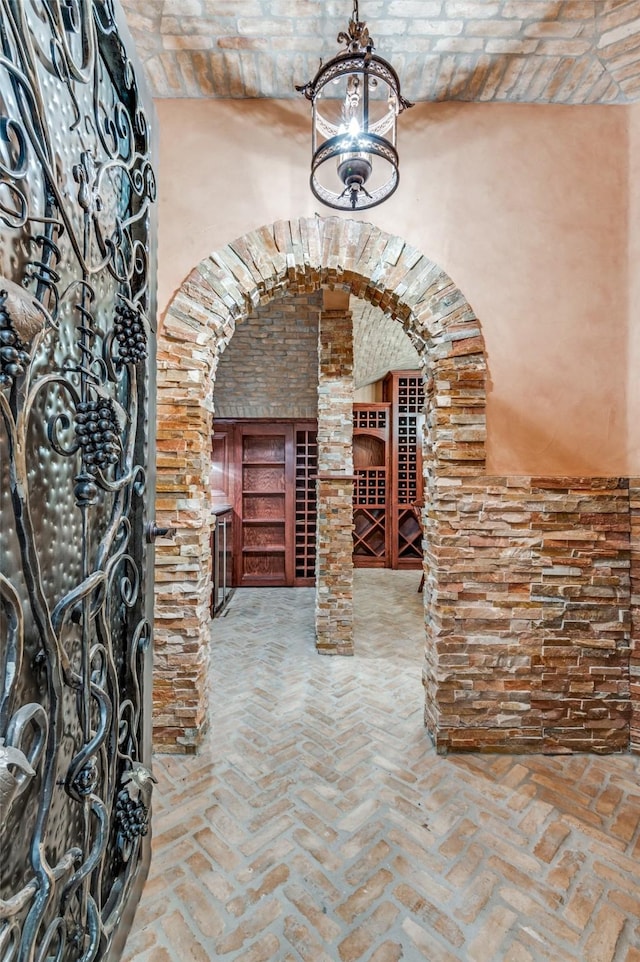 2145 Grand View Ct, Cedar Hill, TX 75104 - wine cellar featuring brick flooring and arched walkways