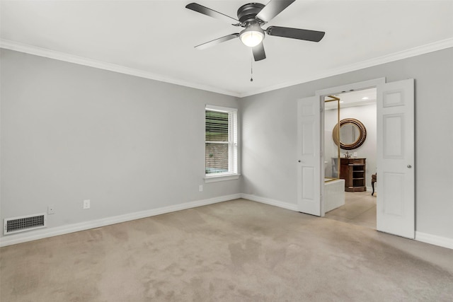 11406 Drummond Dr, Dallas, TX 75228 - unfurnished bedroom with ornamental molding, light colored carpet, baseboards, and ceiling fan