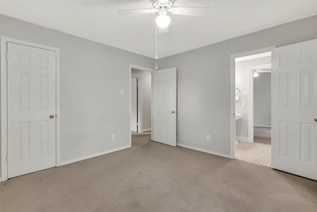 11406 Drummond Dr, Dallas, TX 75228 - unfurnished bedroom featuring carpet floors, baseboards, ensuite bath, and a ceiling fan