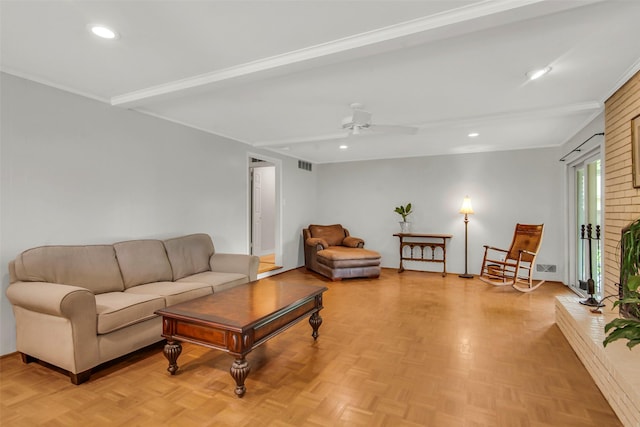 11406 Drummond Dr, Dallas, TX 75228 - living room featuring recessed lighting and ceiling fan