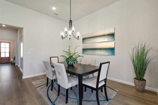 1417 Red Clover Ave, Van Alstyne, TX 75495 - dining space with wood finished floors, a chandelier, baseboards, and recessed lighting