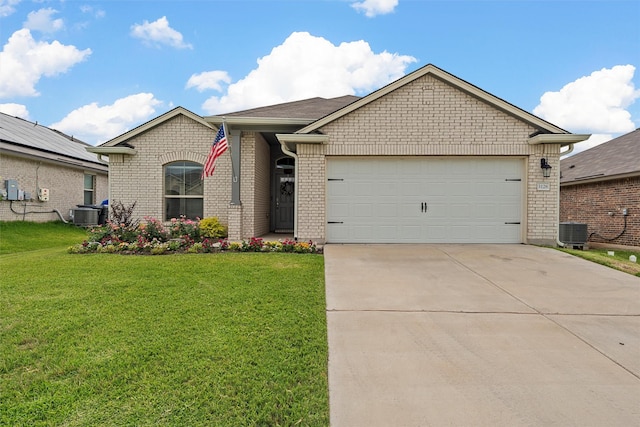 3128 Autry Rd, Lorena, TX 76655 - single story home with an attached garage, driveway, a front yard, and brick siding