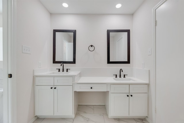 6102 Azalea Dr, Rowlett, TX 75089 - full bathroom with vanity and marble look tiles