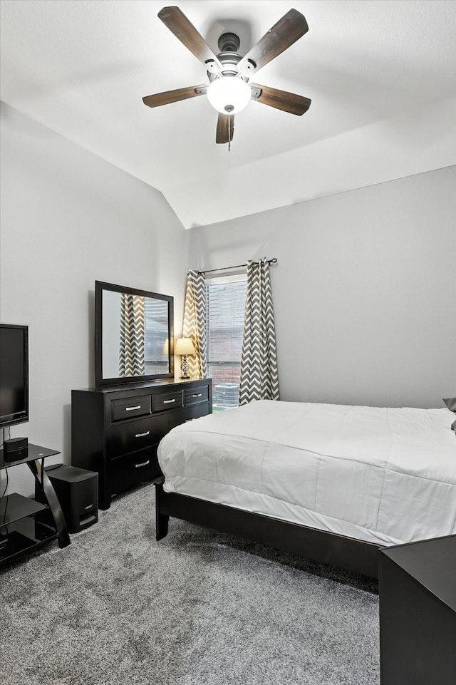 313 Owen Oaks Dr, Lake Dallas, TX 75065 - bedroom featuring lofted ceiling, carpet, and ceiling fan