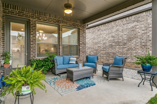 6929 Heather Ln, North Richland Hills, TX 76182 - view of patio / terrace with an outdoor hangout area and a ceiling fan