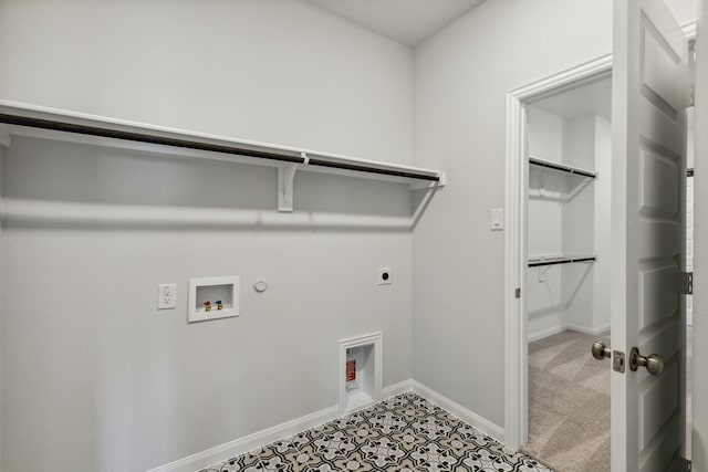 1426 Red Clover Ave, Van Alstyne, TX 75495 - laundry area with hookup for an electric dryer, hookup for a gas dryer, baseboards, and hookup for a washing machine