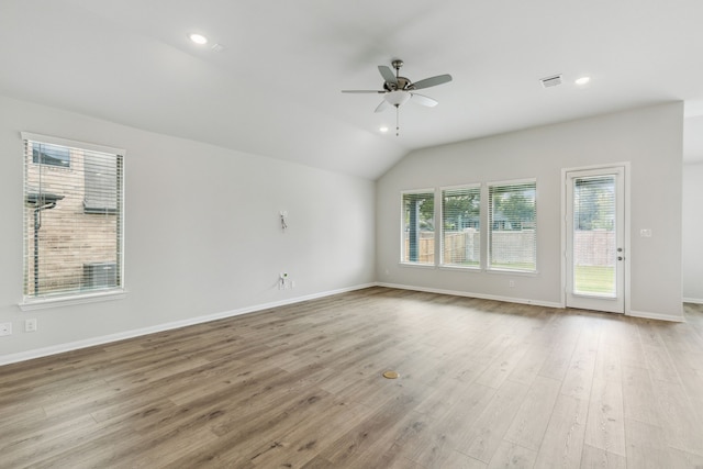 1426 Red Clover Ave, Van Alstyne, TX 75495 - spare room with ceiling fan, lofted ceiling, wood finished floors, baseboards, and recessed lighting