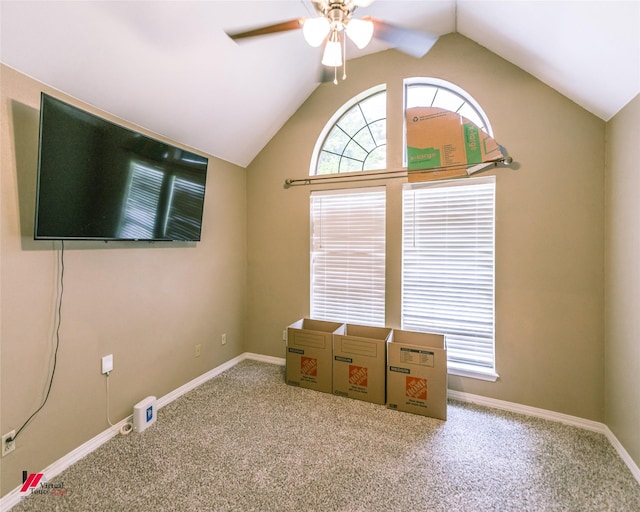6008 Pepperwood Cir, Bossier City, LA 71111 - unfurnished room with ceiling fan, plenty of natural light, carpet, and vaulted ceiling