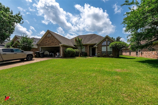 6008 Pepperwood Cir, Bossier City, LA 71111 - view of front facade featuring brick siding, a garage, a front yard, and concrete driveway