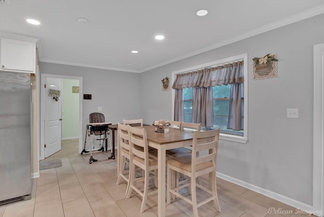 9346 Shartel Dr, Shreveport, LA 71118 - dining space featuring crown molding, recessed lighting, and light tile patterned flooring