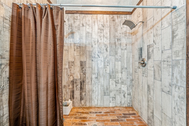 2283 US Highway 281 N, Jacksboro, TX 76458 - bathroom with a tile shower and brick patterned floors