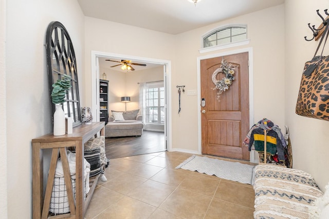 7609 Velvet Antler Trl, Arlington, TX 76002 - entryway with light tile patterned flooring and ceiling fan