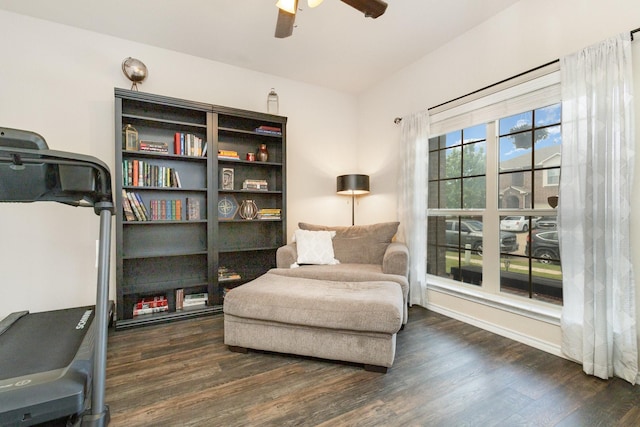 7609 Velvet Antler Trl, Arlington, TX 76002 - living area featuring a ceiling fan and wood finished floors
