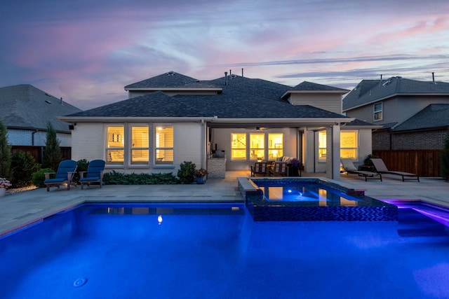 16471 Prairie Oak Rd, Frisco, TX 75033 - view of pool with a patio, a pool with connected hot tub, and a ceiling fan