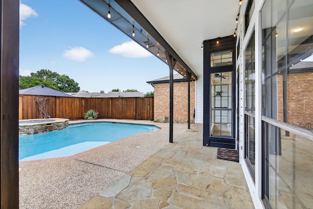4000 Tumbril Ln, Plano, TX 75023 - view of swimming pool with a fenced backyard, a patio area, and a pool with connected hot tub