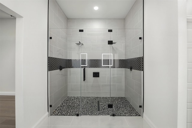 3220 N Houston, Fort Worth, TX 76106 - full bath with a shower stall, baseboards, and recessed lighting