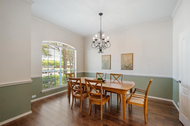 1060 Shepherd Ct, Lantana, TX 76226 - dining area with wood finished floors, crown molding, baseboards, and a chandelier