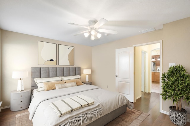 1060 Shepherd Ct, Lantana, TX 76226 - bedroom featuring wood-type flooring, baseboards, and ceiling fan