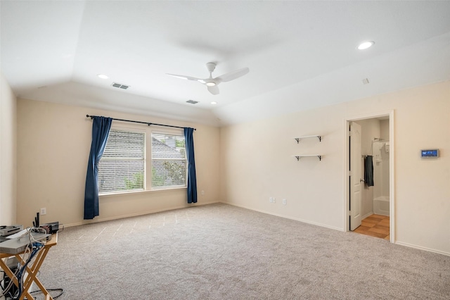 1060 Shepherd Ct, Lantana, TX 76226 - carpeted empty room with recessed lighting, ceiling fan, baseboards, and lofted ceiling