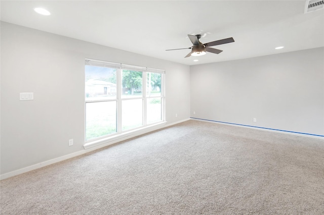 221 S 7th St, Jacksboro, TX 76458 - spare room featuring a ceiling fan, baseboards, carpet flooring, and recessed lighting