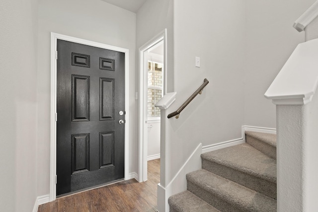 10605 Stag Ln, Fort Worth, TX 76036 - entrance foyer with wood finished floors, baseboards, and stairway