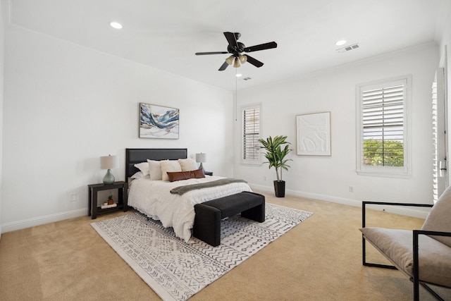 1120 Hemingway Ln, Irving, TX 75063 - bedroom with light carpet, multiple windows, baseboards, recessed lighting, and ornamental molding