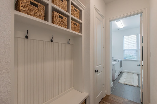 1050 Adair Rd, Prosper, TX 75078 - mudroom featuring separate washer and dryer and tile patterned flooring