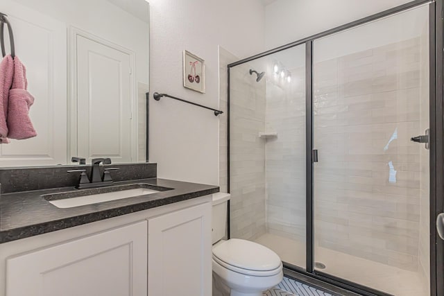 1050 Adair Rd, Prosper, TX 75078 - bathroom featuring a shower stall, vanity, and toilet