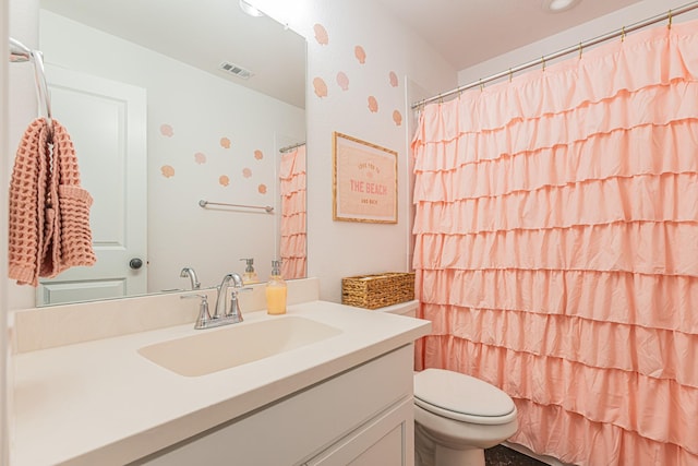 1050 Adair Rd, Prosper, TX 75078 - bathroom with vanity, toilet, and a shower with shower curtain