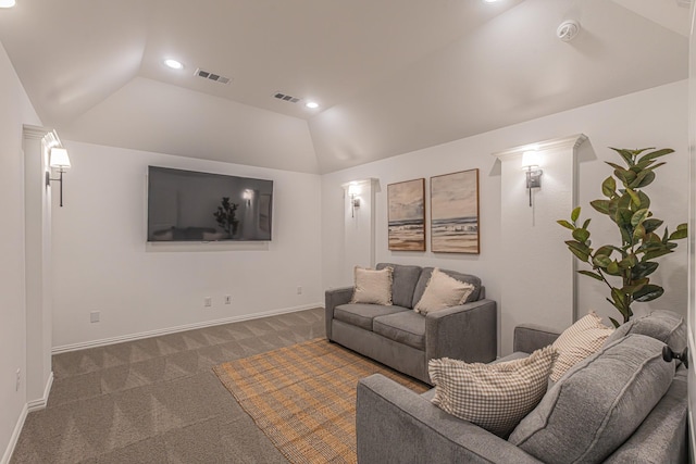 1050 Adair Rd, Prosper, TX 75078 - home theater room featuring lofted ceiling, carpet, recessed lighting, and baseboards