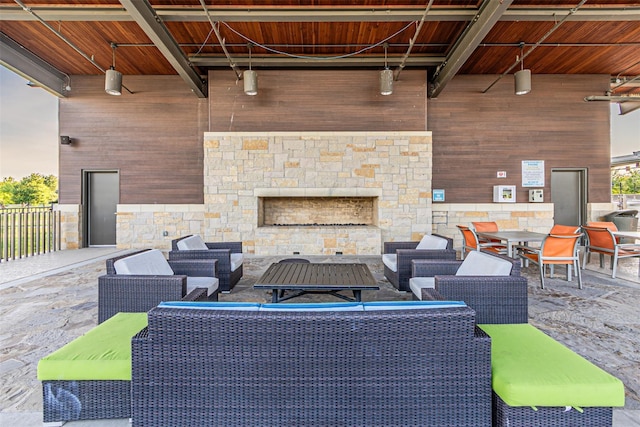 1050 Adair Rd, Prosper, TX 75078 - view of patio with an outdoor living space with a fireplace
