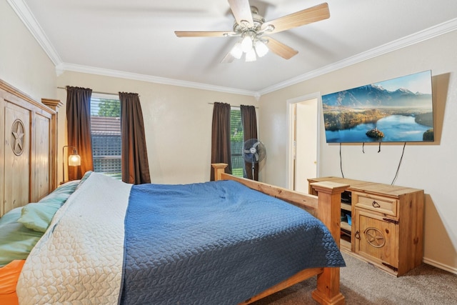 110 Apache Trl, Alvarado, TX 76009 - bedroom featuring crown molding, multiple windows, light carpet, and ceiling fan