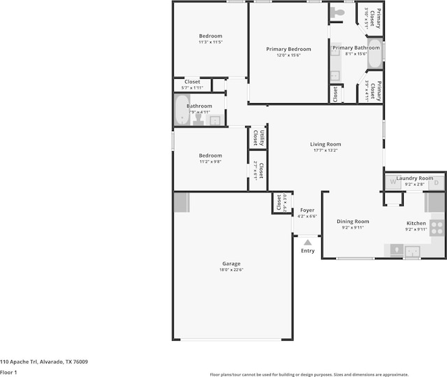 110 Apache Trl, Alvarado, TX 76009 - floor plan / room layout