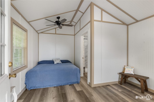 367 Penobscot Trl, Henrietta, TX 76365 - bedroom with vaulted ceiling, wood finished floors, and a ceiling fan