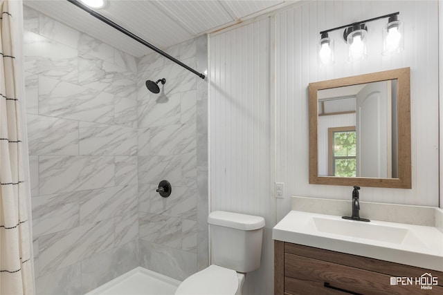 367 Penobscot Trl, Henrietta, TX 76365 - bathroom with vanity, a tile shower, and toilet