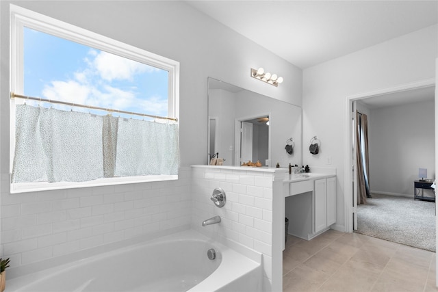 2939 Peony Dr, Sherman, TX 75092 - full bath featuring a garden tub, vanity, and tile patterned floors
