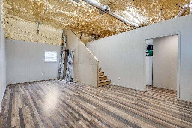 5205 Larue Dr, Caddo Mills, TX 75135 - basement featuring wood finished floors and stairs