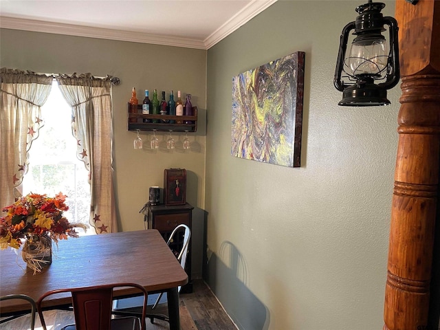 2620 N State Highway 37, Quitman, TX 75783 - dining room with wood finished floors and ornamental molding