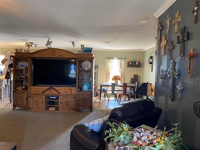 2620 N State Highway 37, Quitman, TX 75783 - living area featuring ornamental molding and carpet flooring