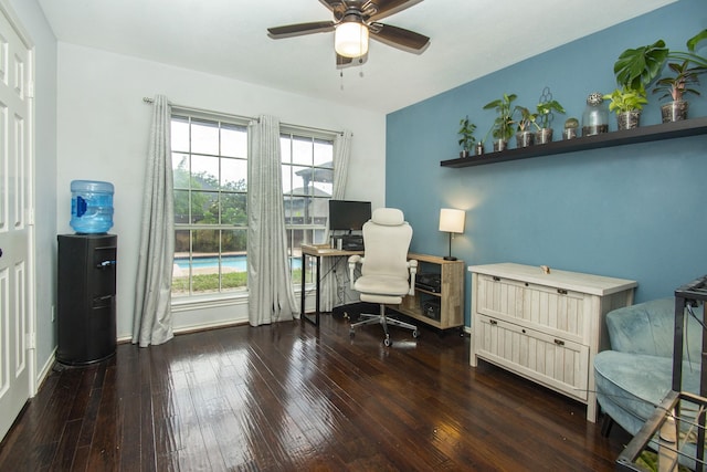 611 Christan Ct, Rockwall, TX 75087 - home office with a ceiling fan and wood-type flooring