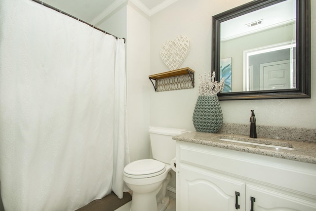 611 Christan Ct, Rockwall, TX 75087 - full bathroom with vanity, toilet, and ornamental molding