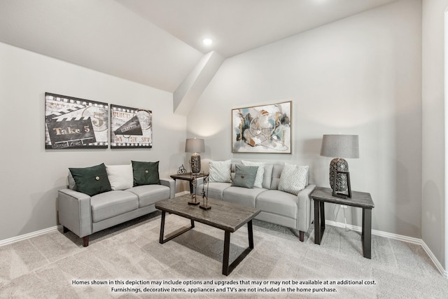 1025 Raptor Rd, Alvarado, TX 76009 - carpeted living room featuring baseboards, recessed lighting, and lofted ceiling