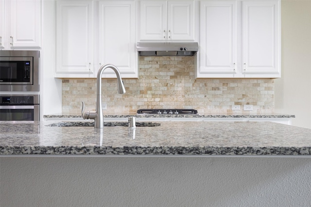 4104 Portola Dr, Mckinney, TX 75070 - kitchen featuring appliances with stainless steel finishes, under cabinet range hood, and stone counters