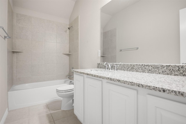 4104 Portola Dr, Mckinney, TX 75070 - bathroom with vanity,  shower combination, and tile patterned flooring