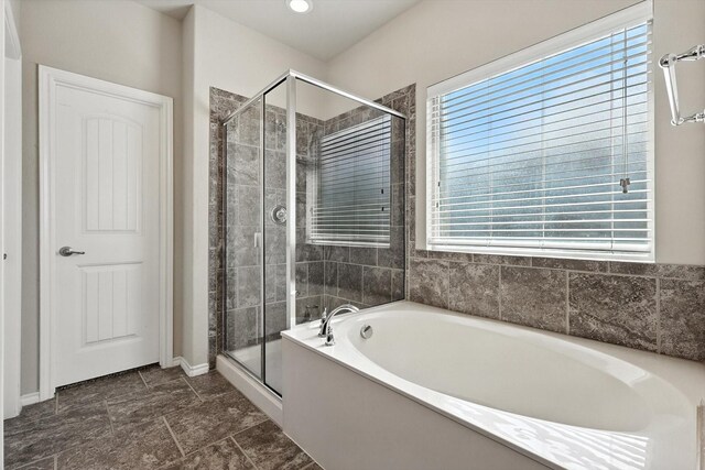 3112 Stonecrop Trl, Denton, TX 76226 - bathroom featuring a garden tub and a stall shower