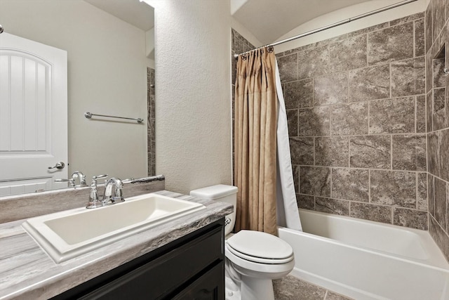 3112 Stonecrop Trl, Denton, TX 76226 - bathroom with vanity, shower / tub combo, and tile patterned floors